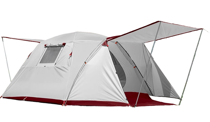 4 personers campingtelt med ett rom og ett oppholdsrom
