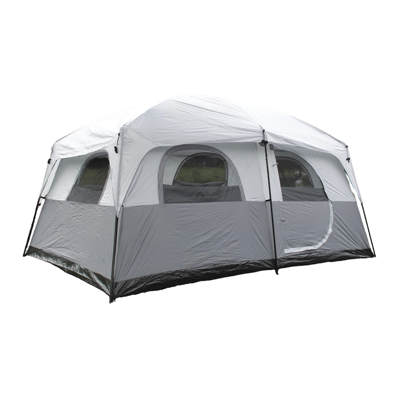10 personers romslig campingtelt med stålstangstøtte